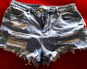 High Waisted Jean Shorts - distressed